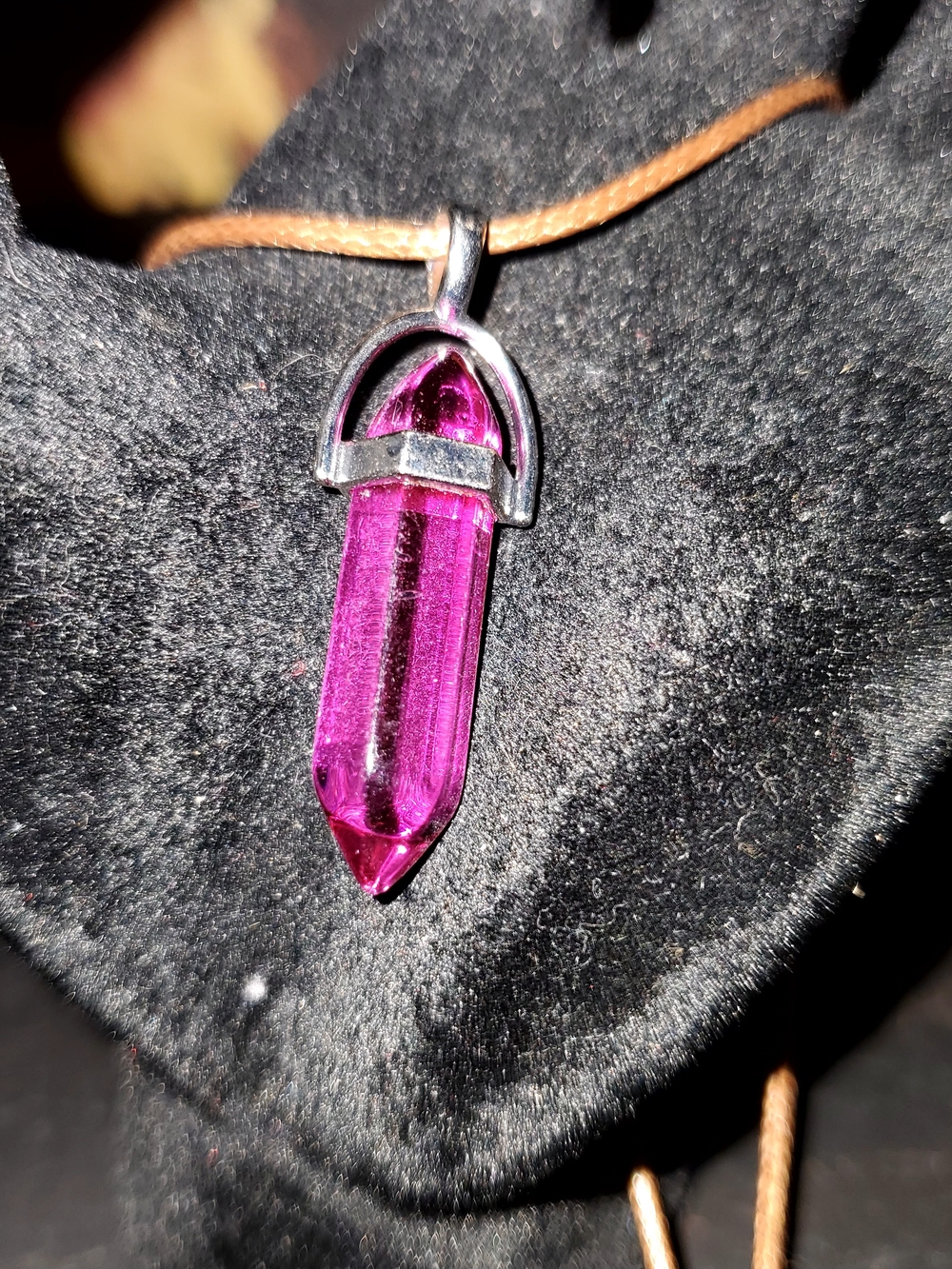 Pink Glass Point Pendant Necklace - Unbranded
